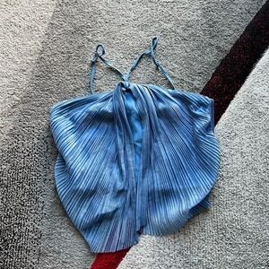 Amy Enjoy Life Blue Pleated Tank Top